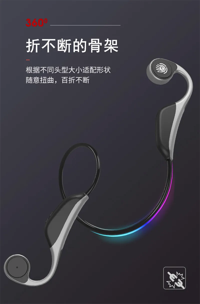 Bluetooth eadphones 5,0, костная проводимость, водонепроницаемые беспроводные наушники с шумоподавлением, гарнитура, мини музыкальный плеер, наушники