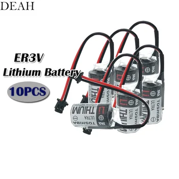 

10pcs Original Battery ER3V 3.6V 1000mAh JZSP-BA01 PLC Lithium Batteries With Black Plug for automatic backup power cnc machine