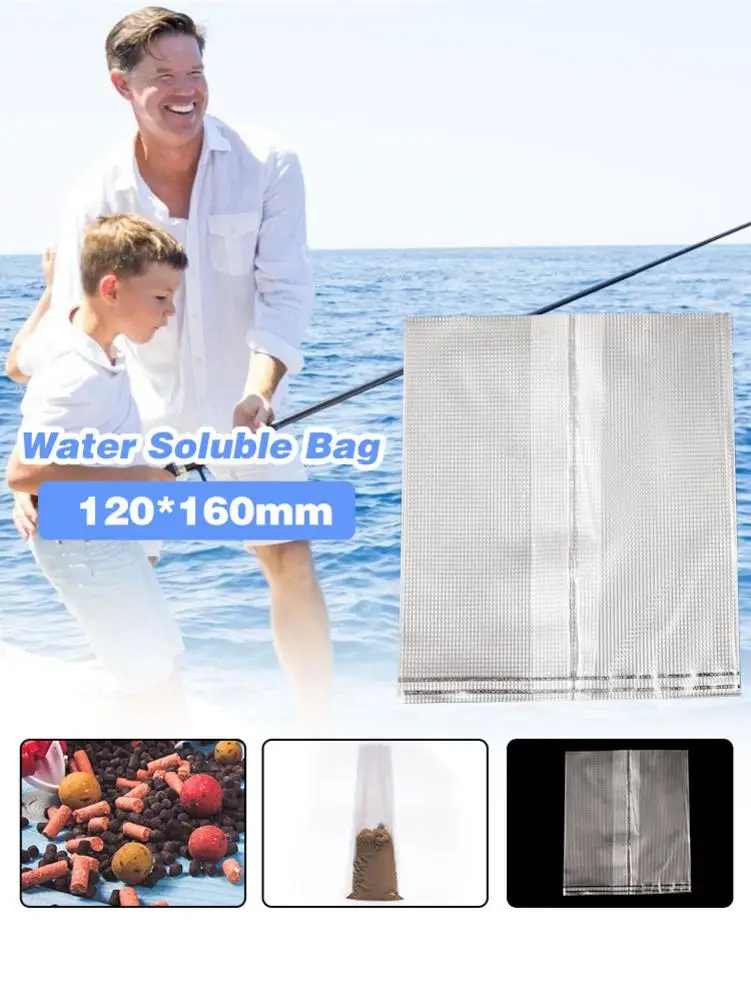 

50Pcs PVA Bags Carp Fishing Fast Dissolving Non Residue Coarse Fishing Tackle Carps Bait Bag 2 Size 8x16 12x16cm