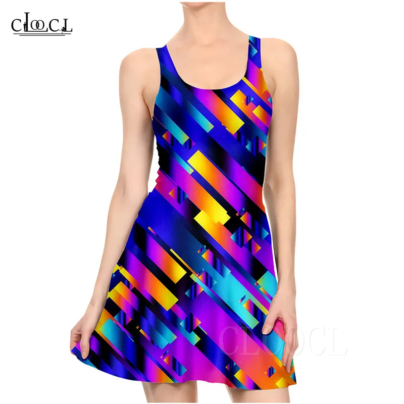 Summer Women's Dress Colorful 3D Printed Sleeveless Sexy Mini Dress Women Fashion Girls Beach Pleated Dresses vestidos de verano (2)