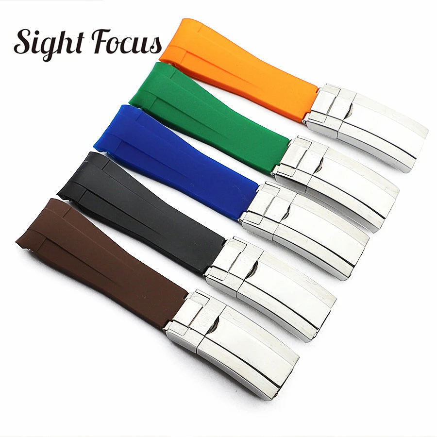 Cinturino In Gomma Siliconica Con Estremità Curva Da 20Mm Per Cinturino Rolex Cinturino Rx Submariner Gmt Explorer 2 Bracciale Milgauss Di Alta Qualit