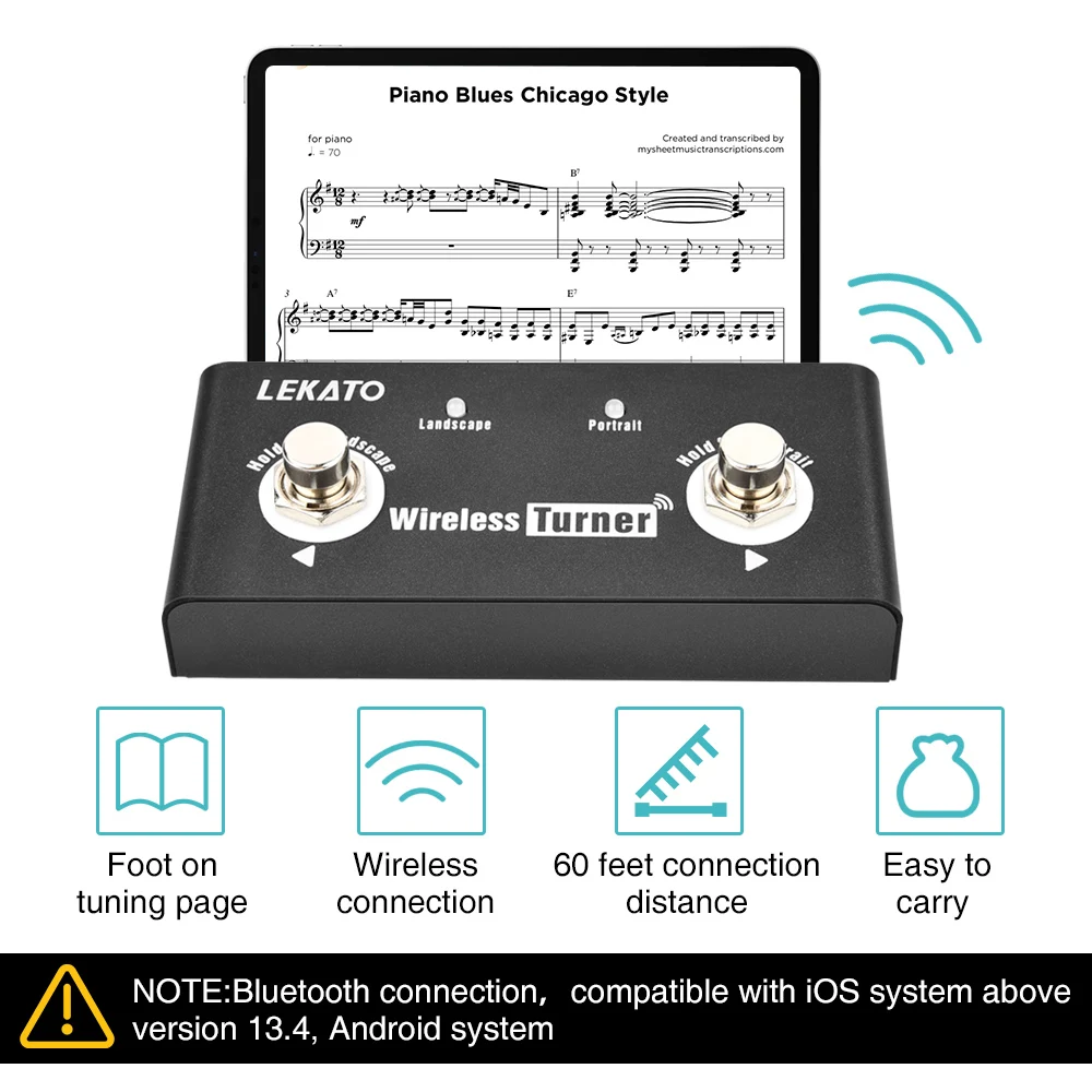 LEKATO Bluetooth Page Turning Pedal, Pedal de giro de página Bluetooth