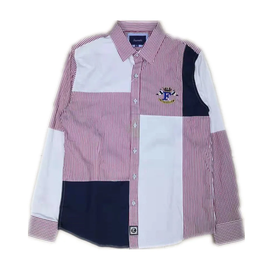 8 Рубашка с вышивкой, camisa masculina, мужские рубашки с длинным рукавом, хлопок, Social hombre eden park faconnable Сорочки мужские - Color: 8
