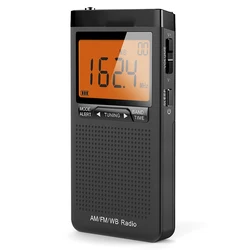 Emergency Pocket Weather Radio with Alarm Clock & Auto-Search功能 (Black)