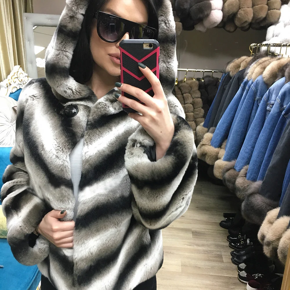 Горячая Распродажа, Женское пальто из натурального меха кролика рекс высокого качества, натуральный мех кролика Рекс шиншилла, зимняя куртка
