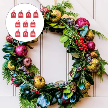 

10 Pcs Stylish Chic Fashion Carved Ornaments Printed Decors Wooden Hanging Decors Christmas Tree Pendants for Party Holiday Gard