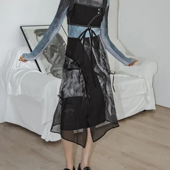 

Tulle Skirt Women Summer Asymmetrical Bandage Sheer Mesh Skirt Fashion Tule High Waist Midi Long Skirt Ladies 2020 T842