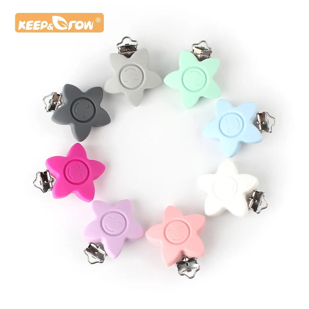 

Keep&Grow 20pcs Star Pacifier Clip Silicone teether Safe Teething Chain Baby Soother DIY Accessories Anti-drop Pacifier Holder