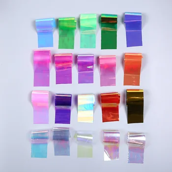

20Pcs/set AB Color Nail Foils Transfer Decals Nail Art Stickers Aurora Broken Glass DIY Image Nail Tips Decorations