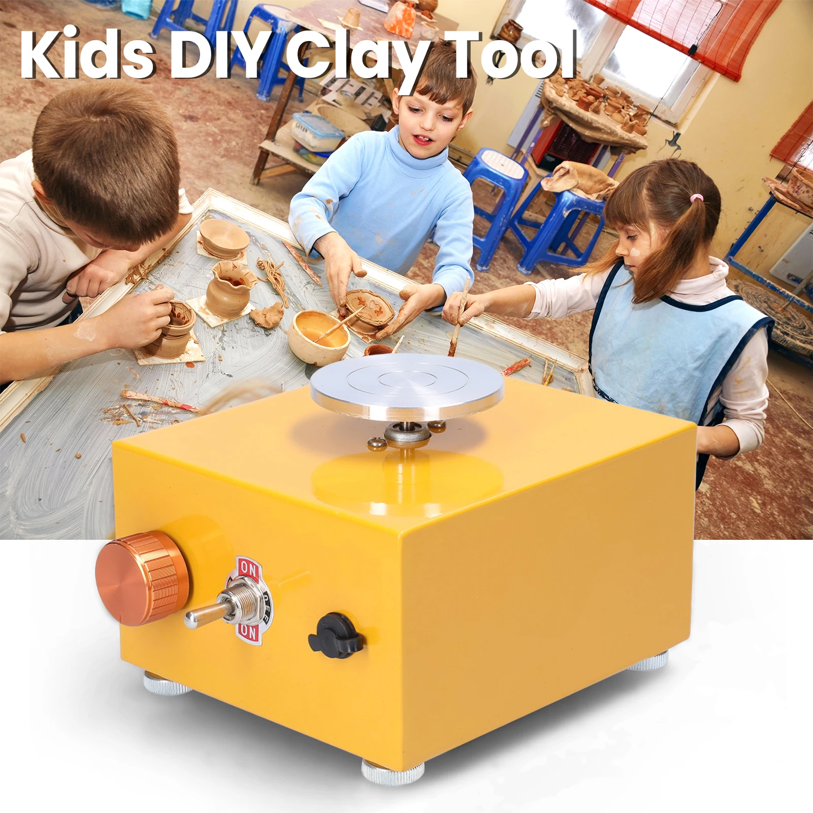 DIY Clay Tool Ceramic Machine with Tray for Ceramic Work Mini Pottery Wheel Turntable Portable Electric Pottery Machine