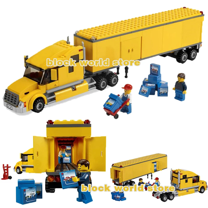 Желтая модель грузового автомобиля городской транспорт строительные блоки