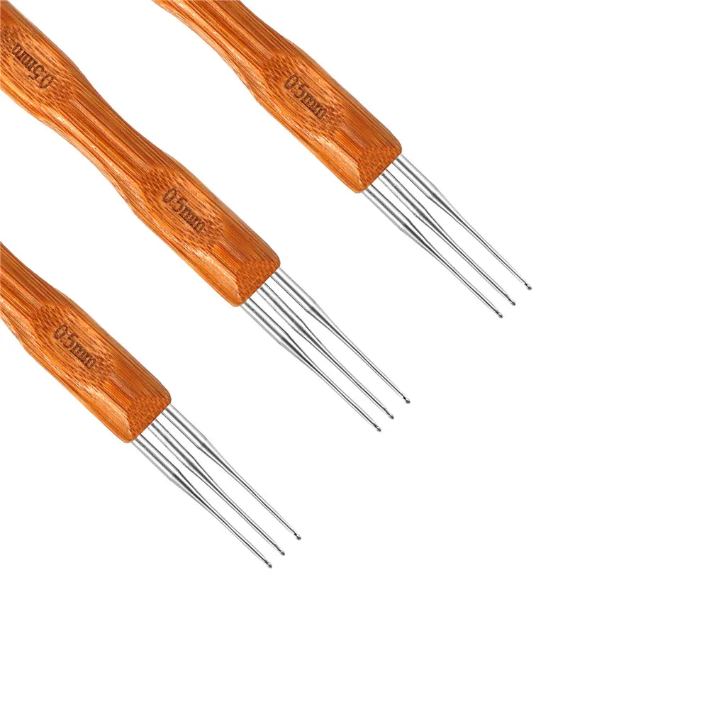 Dreadlock Needle 1-2 Hook 1-3Hooks Style 0.5Mm 0.75Mm Natural Bamboo For Braid Hair Extensions Tool 1Pcs/Lot
