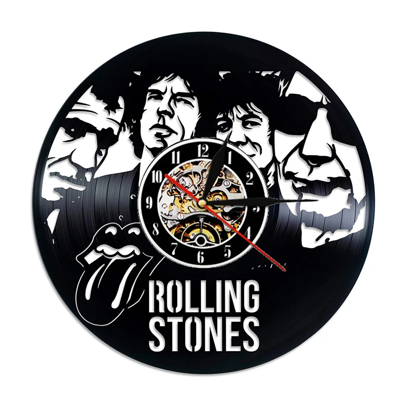 Виниловая пластинка настенные часы современный дизайн Музыкальная Тема Rolling Stone