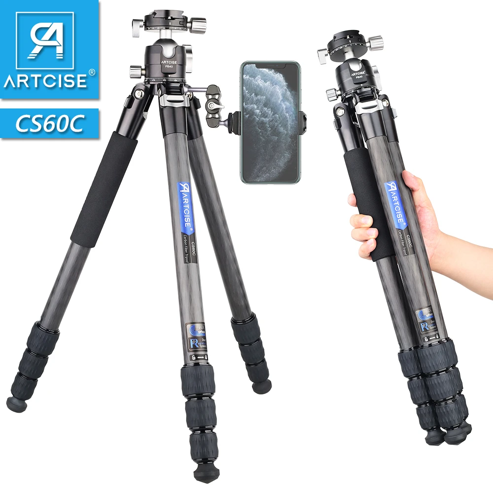 CS60C Professional 10 Layers Carbon Fiber Tripod for DSLR Camera Heavy