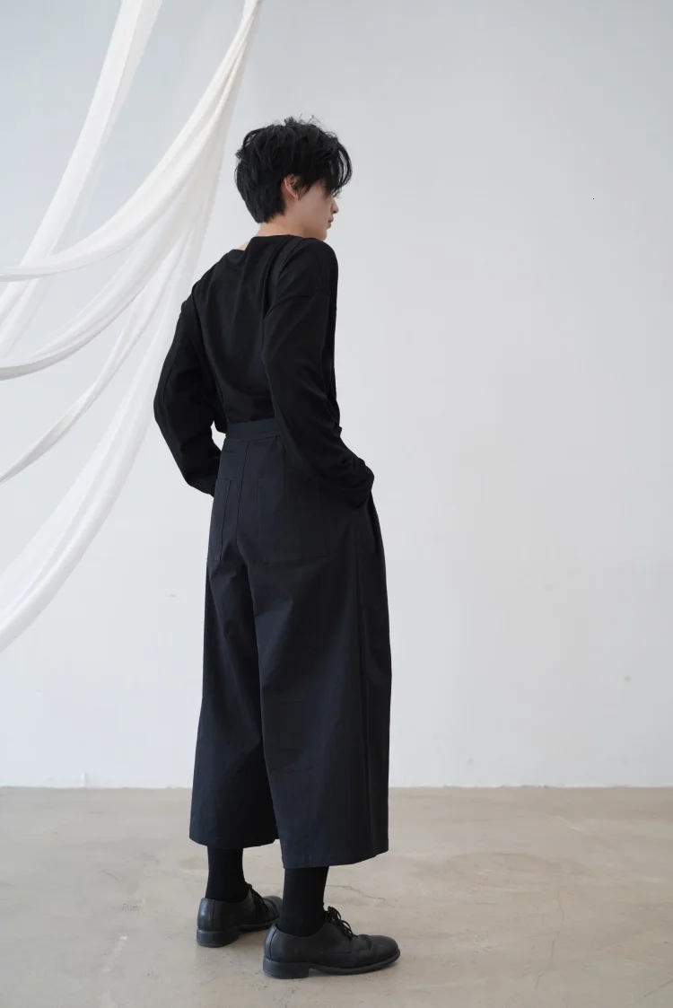 [EAM] Высокие эластичные черные свободные широкие брюки с ремнем, новые свободные широкие брюки, женские модные весенние осенние 1B651