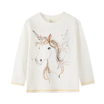 

Jumping meters New Arrival Unicorn Print Girls T shirt for 2020 Autumn Winter Baby Cotton Clothes Cute Kids Girls Tops