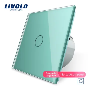 

Livolo EU Standard, Door Bell Switch, Golden Crystal Glass Switch Panel, 220~250V Touch Screen Door Bell Switch,VL-C701B-13