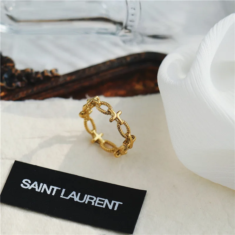 Waterproof Hollow Out Cross Woman Royal Stainless Steel Fashion Personality 18k Gold Couple Baroque Christmas Rings cross rings fashion rings couple rings gold rings fashion ring stainless steel rings finger rings metal rings