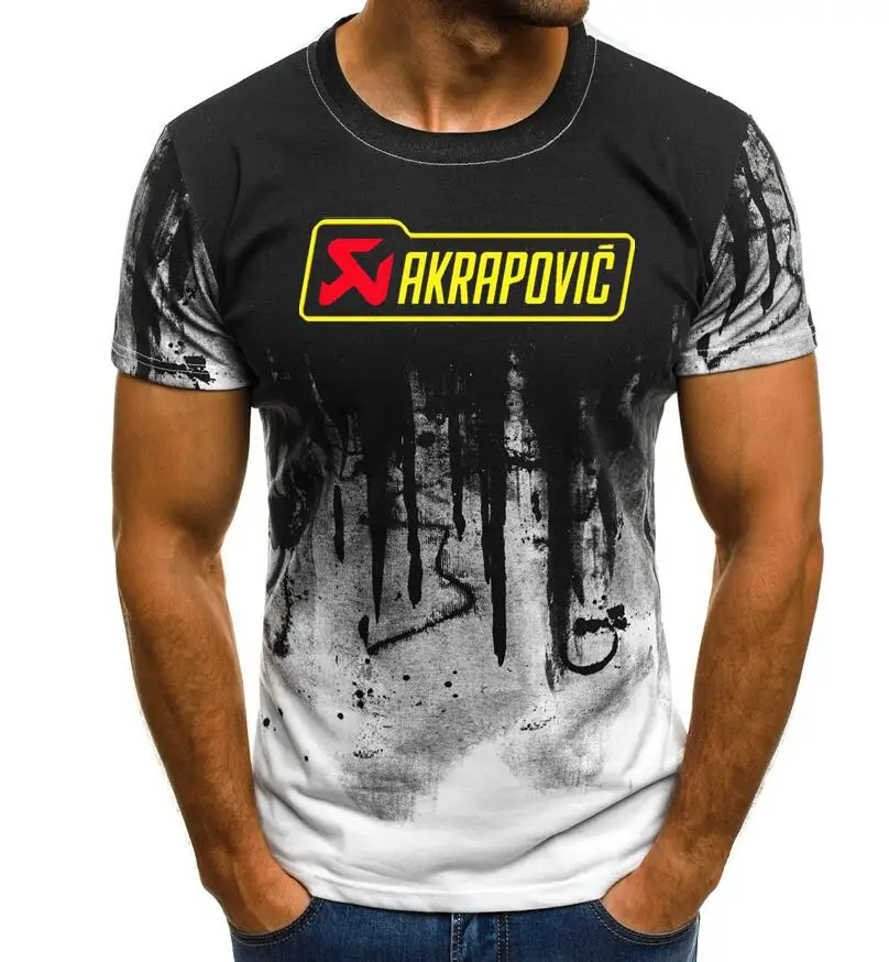 

2020 Men's Print Motorcycle Racing T-shirt for AKRAPOVIC Summer sports short-sleeved T-shirt