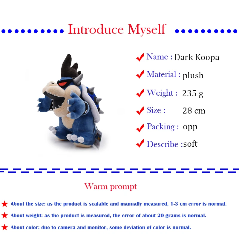 Стиль аниме мультфильм супер марио Famale король купа боузер темный Koopa Bone Kuba кукла плюшевая игрушка рождественский подарок для детей