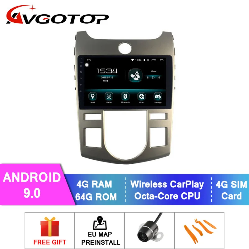 AVGOTOP Android 9,0 Автомобильный мультимедийный плеер для KIA 2008-2012 Forte Авто кондиционер версия 4 Гб ram 64 ГБ