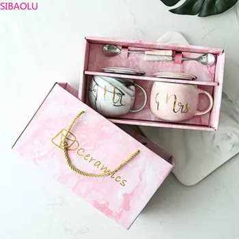 

Luxury Pink Golden Ceramic Marble Coffee Cup, Newlyweds, Lover, Milk Tea, Breakfast Cup, Couple Gift Breakfast Milk Cup