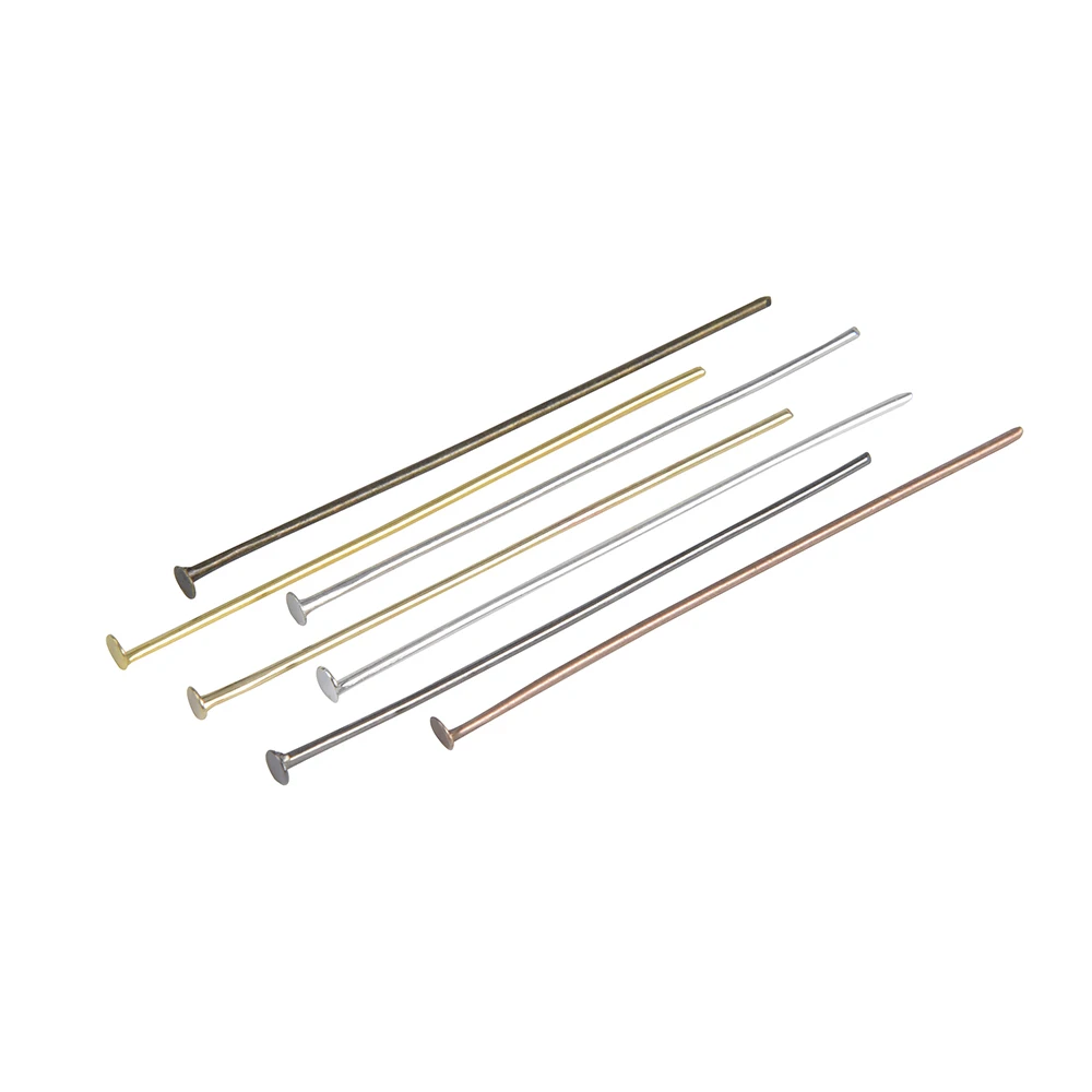 

200Pcs/Lot 15 20 30 35 40 45 50 60 65 70 mm Flat Head Pins Gold/Silver/Rhodium Headpins For Jewelry Findings Making DIY Supplies