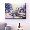 HUACAN Cross Stitch Winter Scenery Needlework Sets Embroidery Snow Landscape Kits White Canvas DIY Home Decor 14CT 40x50cm ► Photo 1/6