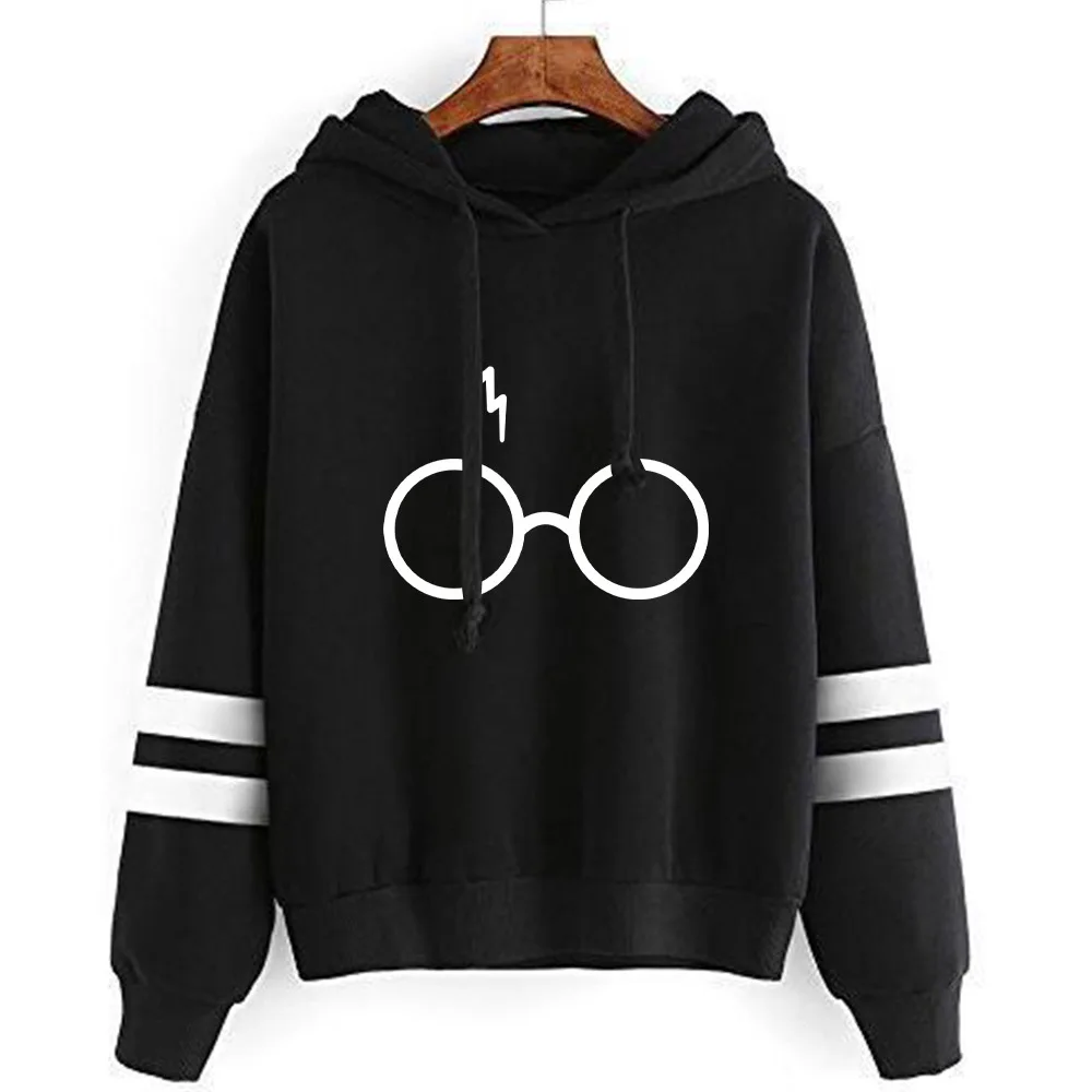 Harrys-sudaderas con estampado de gafas para mujer y hombre, Sudadera con capucha informal Harajuku, chaqueta de moda con forro peludo