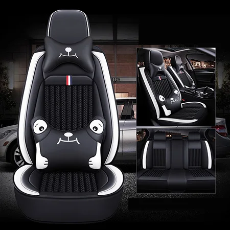 Передний+ задний) 5 чехлы на сиденья авто для seat alhambra altea Арона ateca cordoba ibiza leon 2 3 fr Толедо - Название цвета: Black white Cartoon