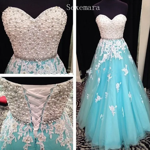 

Real Image Applique Pearls Beaded Sweetheart Floor Length A-Line Tulle Long Prom gown 2018 crystal Mother of the Bride Dresses