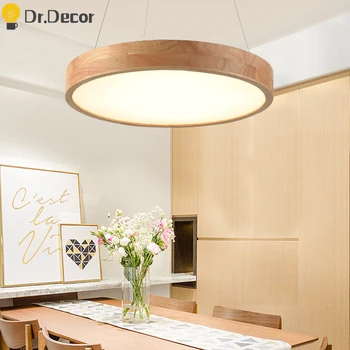 

Modern LED Pendant Lights Lighitng Dining Room Kitchen Pendant Lamp Restaurant Solid Wood Hanging Lamps Home Deco Light Fixtures