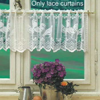 

Semi Shading Light Flow Window Screen Solid Chicken Pattern Kitchen Panel Lace Curtain Home Decoration Fashion Valances Modern