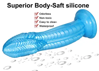 Huge Soft TPE Dragon Monster Dildos With Suction Cup Realistic Penis Cock Dick G Spot Anal Butt Blue Adults Sex Toys For Woman 4