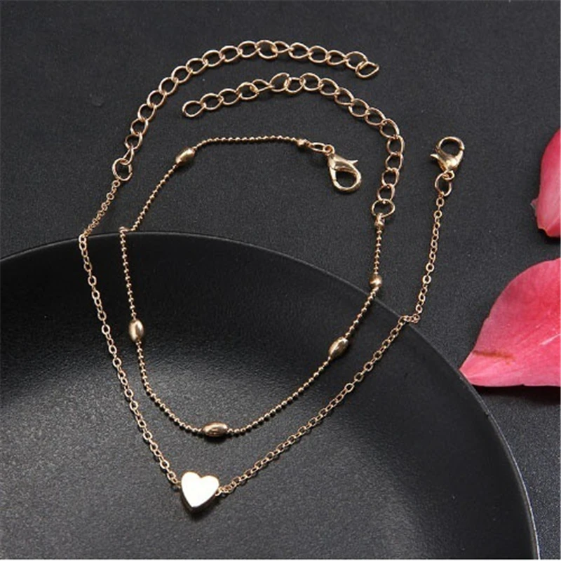 Female Heart Anklets Barefoot Crochet Sandals Foot Jewelry Ankle Foot Anklets Bracelets For Women Leg Chain ankle chains beads anklet silver anklet bracelet cubic zirconia anklet