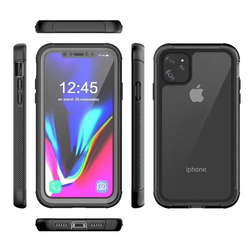 Egeedigi полностью герметичный противоударный чехол для iPhone11Pro с защитой от падения царапин, полная защита для iPhone 11 Pro Max мягкая Броня чехол - Цвет: Black