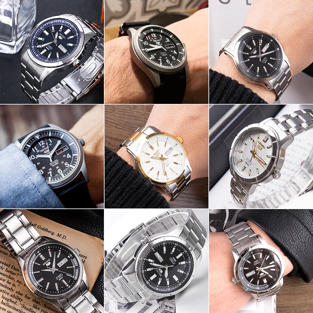 Seiko часы мужские 5 автоматические часы Топ люксовый бренд спортивные мужские часы набор Мужские часы водонепроницаемые часы relogio masculino SNZG15J1