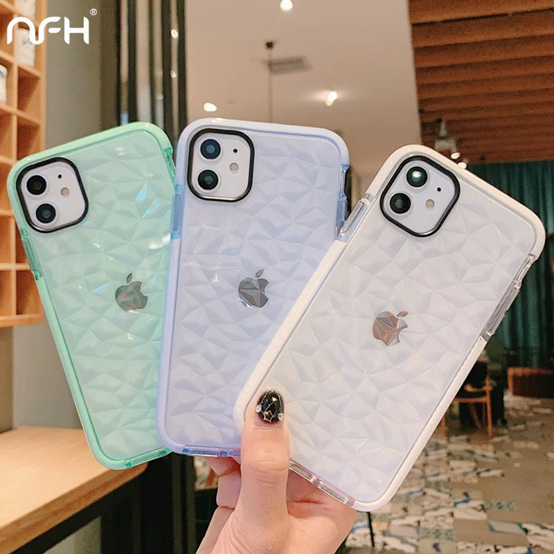 on For iPhone 5 5S SE XR Xs Max 3D Diamond Pattern Clean Case For iPhone 11 Pro Max 6 6S 7 8 Plus Soft Silicone Protection Shell on For iPhone 5 5S SE XR Xs Max 3D Diamond Pattern Clean Case For iPhone 11 Pro Max 6 6S 7 8 Plus Soft Silicone Protection Shell