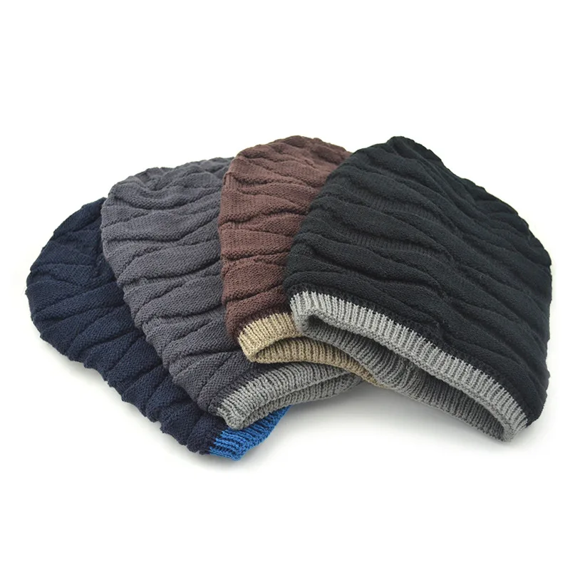 

Korean-style Fashion Outdoor Hat Men's Winter Knitted Hat Thick plus Velvet Wool Cap Warm Ear Protection Set of Head Cap Wholesa