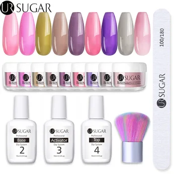 

UR SUGAR 7/9Pcs Jelly Glaze Dipping Nail Powder Set Gradient French Nails Dip Nail Powder Glitter Decoration Natural Dry