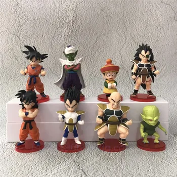 

8 Pcs/set Dragon Ball Super Saiyan Son Goku Piccolo Vegeta Childhood Son Gohan Raditz Nappa PVC Action Model Toy OPP G380