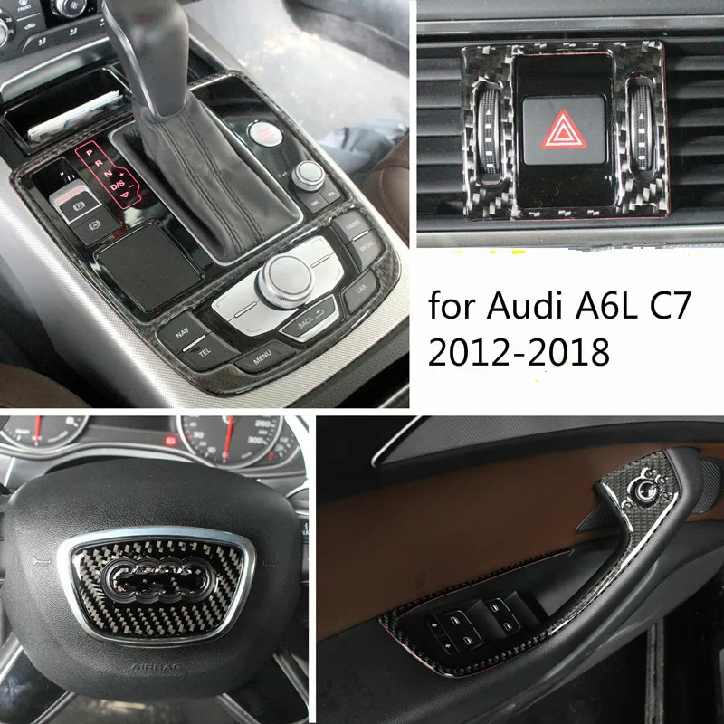 for Audi A6 C7 Carbon Fiber Gear Shift Panel Decoration Cover Trim