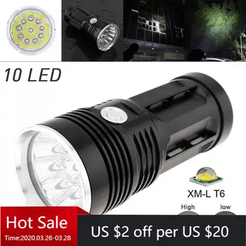 

[BEST DEAL]LED Flashlight Waterproof Super Bright 3000LM 10x XML-T6 LEDFlash Light Torch Lamp With 3 Modes White Light