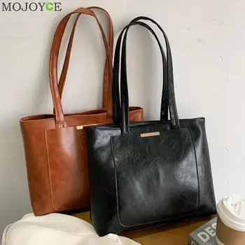 

Fashion Retro PU Leather Handbags for Women Solid Color Handbags Lady Large Capacity Shopping Totes Shoulder Bags