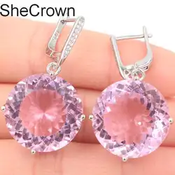 SheCrown 2019 Новый Разработанный Зеленый Аметист подарок для девочек серебряные серьги 57x27 мм