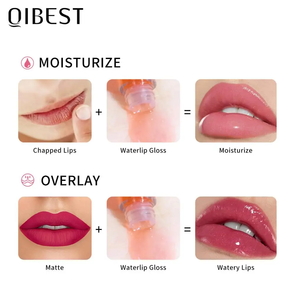 QIBEST Moisturizer Plumper Lip Gloss Long Lasting Transparent Lipgloss Base Watery Luster Glossy Lip Tint Waterproof Lips Makeup lip gloss lip makeup lip glaze lip tint lip plumper