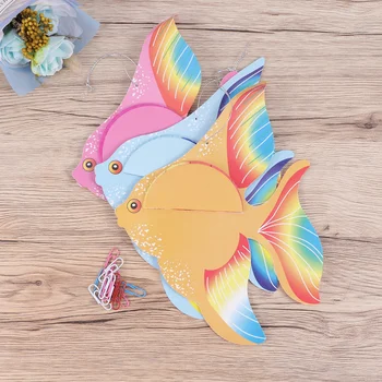 

6pcs Colorful Tissue Paper Goldfish Foldable Tropical Fish Decoration Hanging Ornament Party Supplies (Gold + Pink + Blue)
