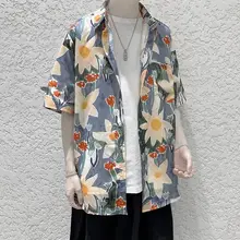 Men's short-sleeved shirt 2020 spring and summer new handsome cartoon printed short-sleeved shirt young fashion men's clothing Men's short-sleeved shirt 2020 spring and summer new handsome cartoon printed short-sleeved shirt young fashion men's clothing