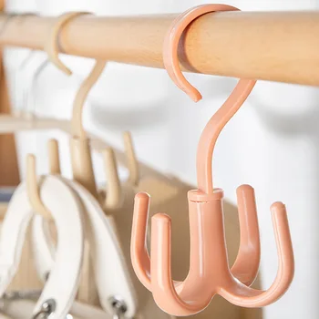 

8 A Hanging Hook 360 du Rotatable 4-Jaw Rack Tie Silk Scarves Scarf Hallstand Plastic Hooks Shoe Rack