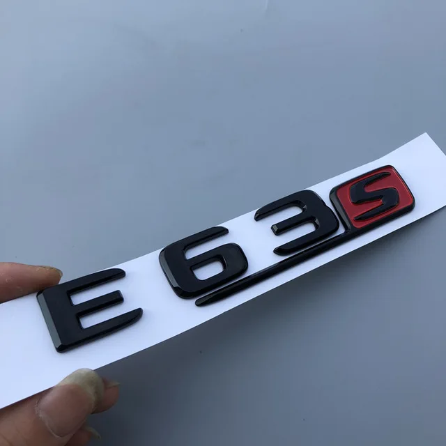 black red E63S Длинные буквы R S Эмблема для Mercedes Benz AMG GTR C63S E63S GLC63S GLE63S Эмблема для стайлинга автомобилей Наклейка на багажник черный красный серебристый - Цвет: black red E63S